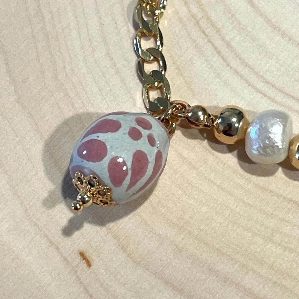 DaVella Collections Linda Bracelet Talavera Poblana Charm Pearl Mexican Handmade